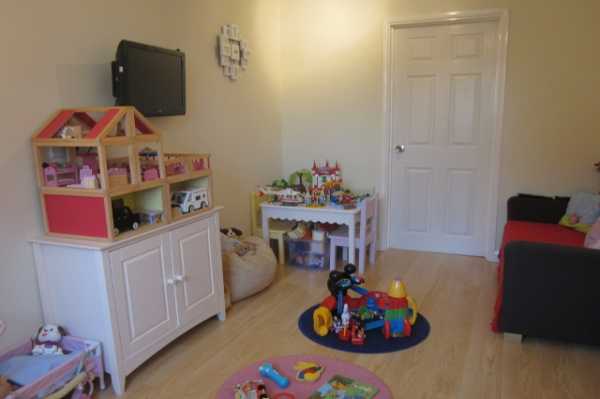 The new play area with door leading to utility room